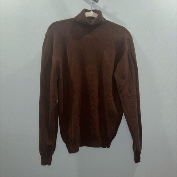 Massimo Dutti Wool Cashmere Blend Brown Turtleneck Sweater Size Large - Picture 1 of 13